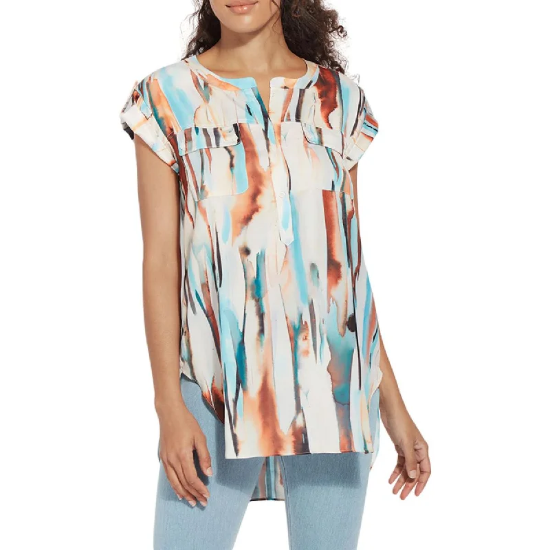 Lysse Womens Pastel Mandarin Neck Tunic Top