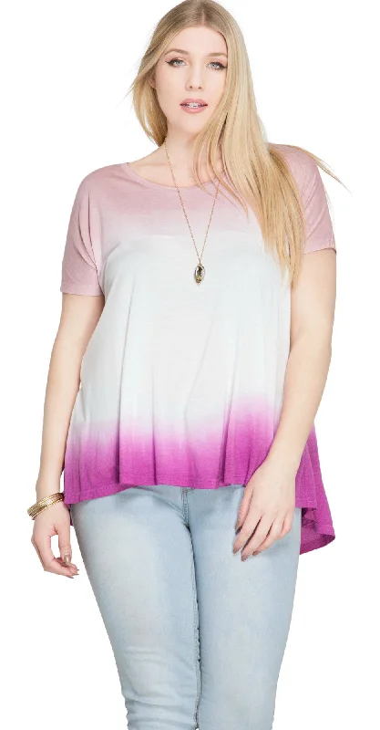 Ombre Short Sleeve Tunic Top , Magenta