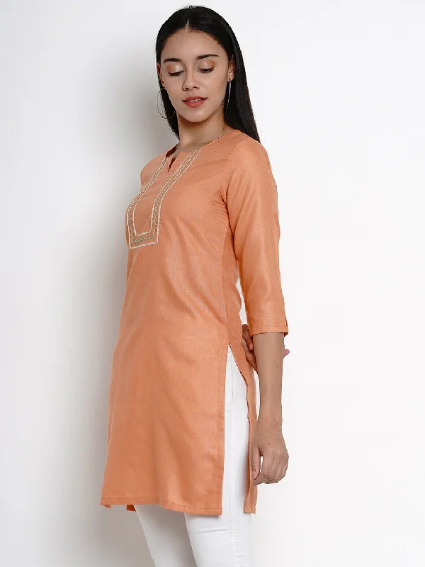 Women's Orange Tunic With Gota Detailing