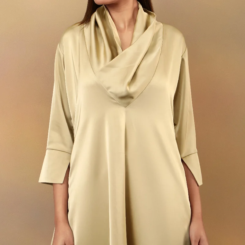 Metallic Gold Cowl Neck Tunic