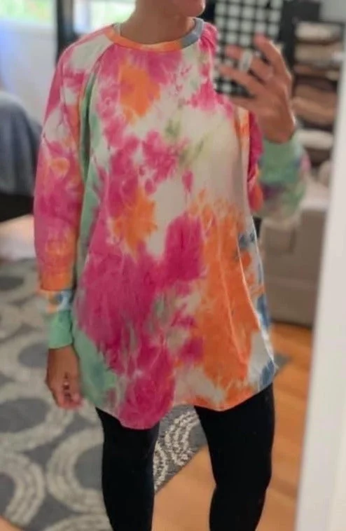 Tie Dye Raglan Tunic, Berry