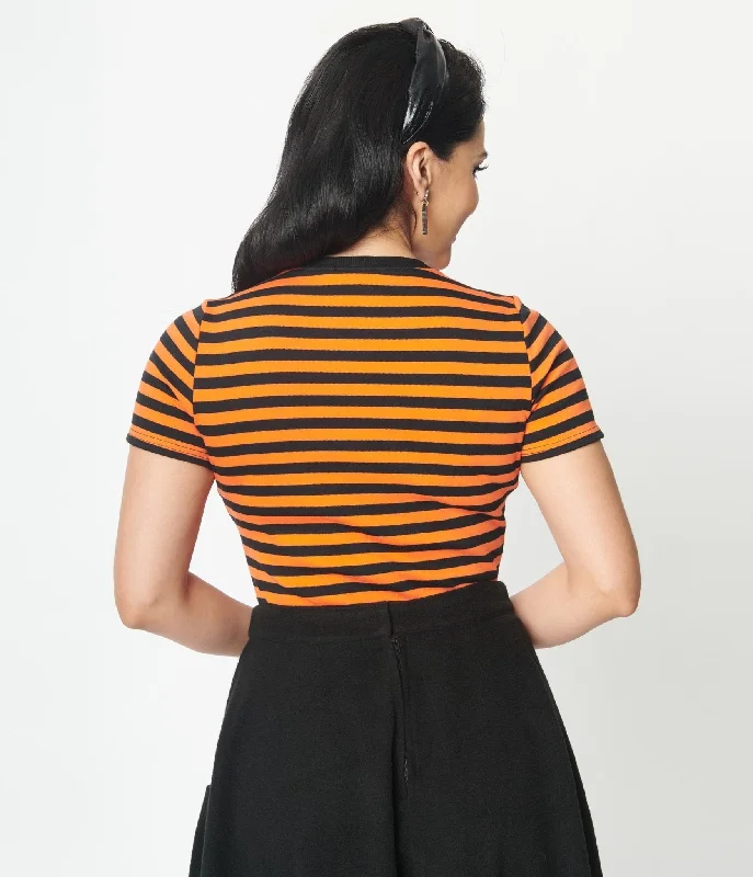 Unique Vintage Orange & Black Stripe Back To Basics Top