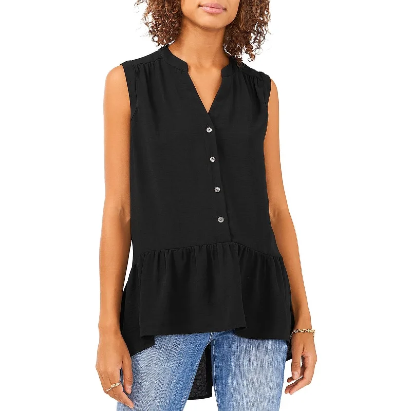 Vince Camuto Womens Button Down Split Neck Tunic Top