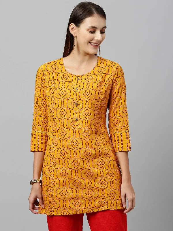 Rayon Gold Print Straight Tunic